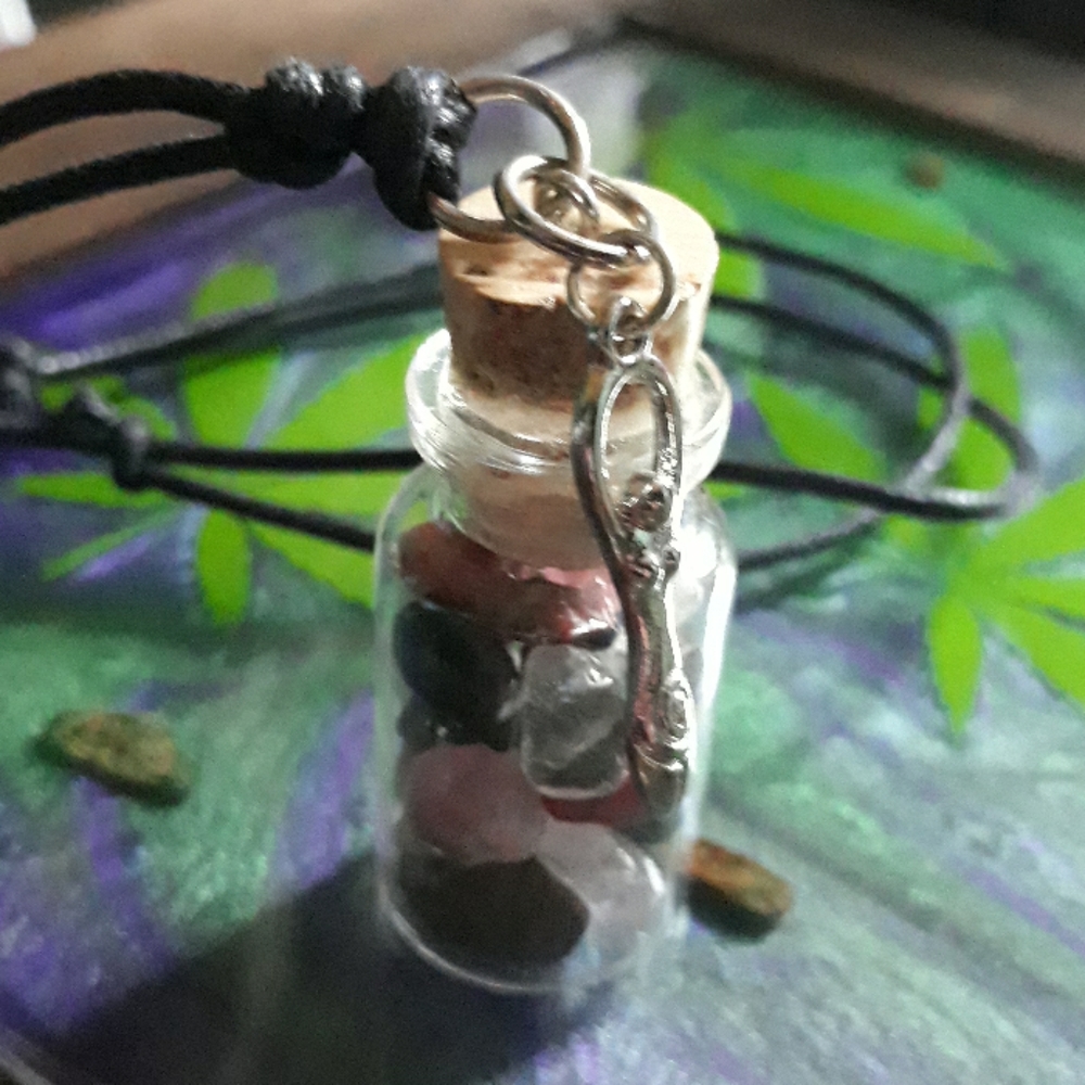 Glass bottle pendant mixed Goddess